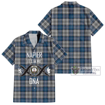 Napier Modern Tartan Short Sleeve Button Shirt with Family Crest DNA In Me Style