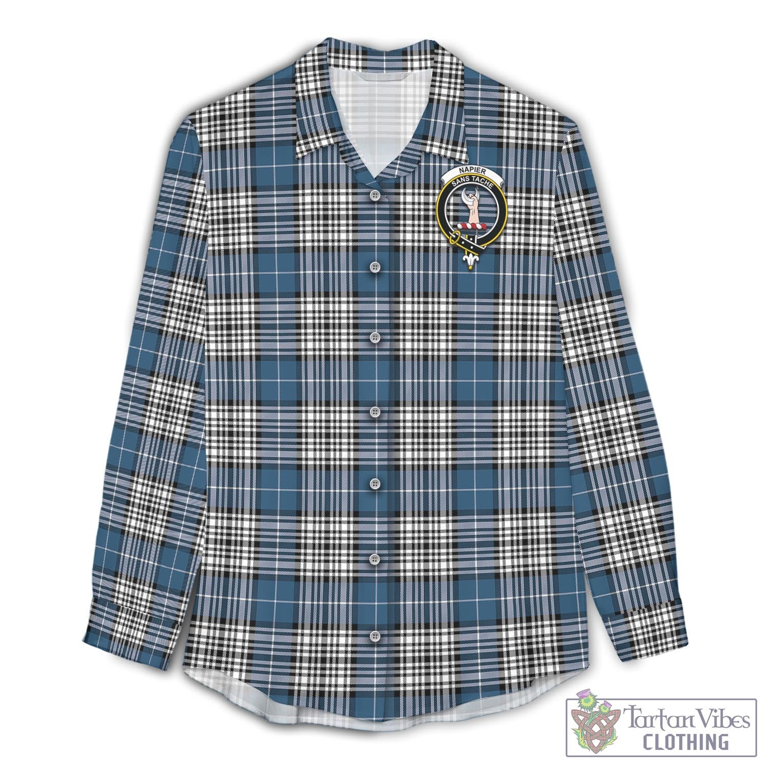 Tartan Vibes Clothing Napier Modern Tartan Womens Casual Shirt with Family Crest