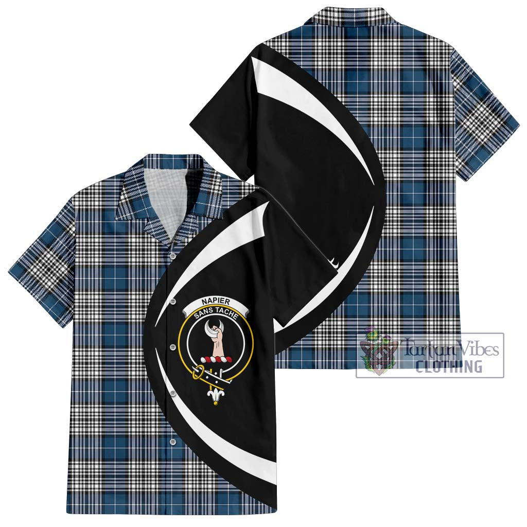 Napier Modern Tartan Short Sleeve Button Up with Family Crest Circle Style Kid - Tartan Vibes Clothing