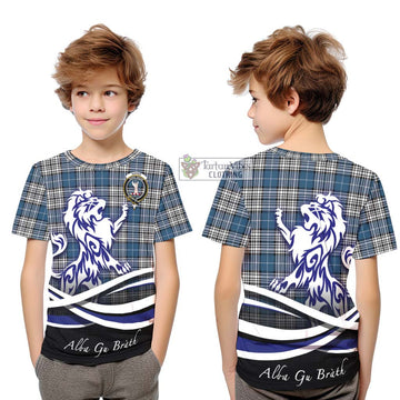 Napier Modern Tartan Kid T-Shirt with Alba Gu Brath Regal Lion Emblem