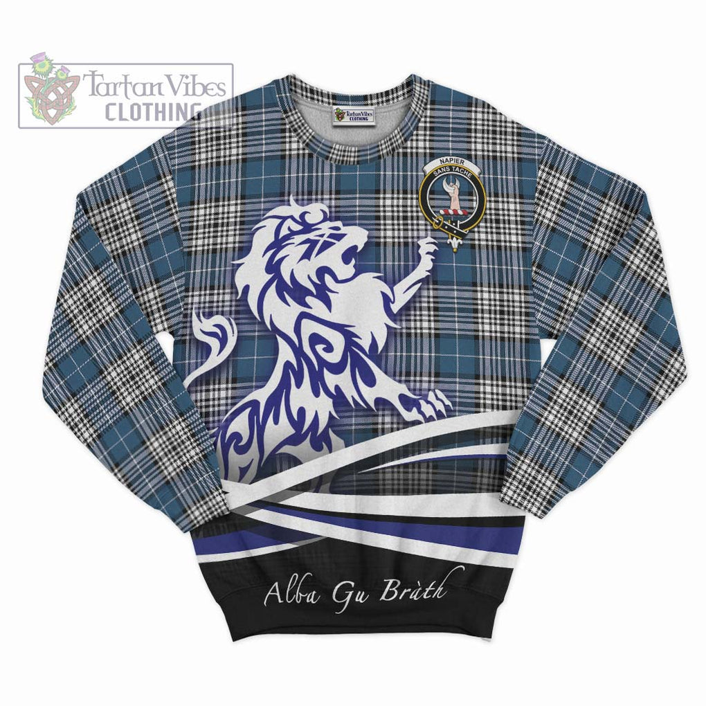 Napier Modern Tartan Sweatshirt with Alba Gu Brath Regal Lion Emblem - Tartanvibesclothing Shop