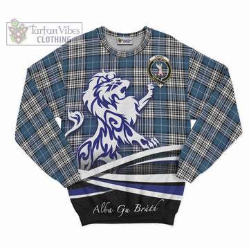 Napier Modern Tartan Sweatshirt with Alba Gu Brath Regal Lion Emblem