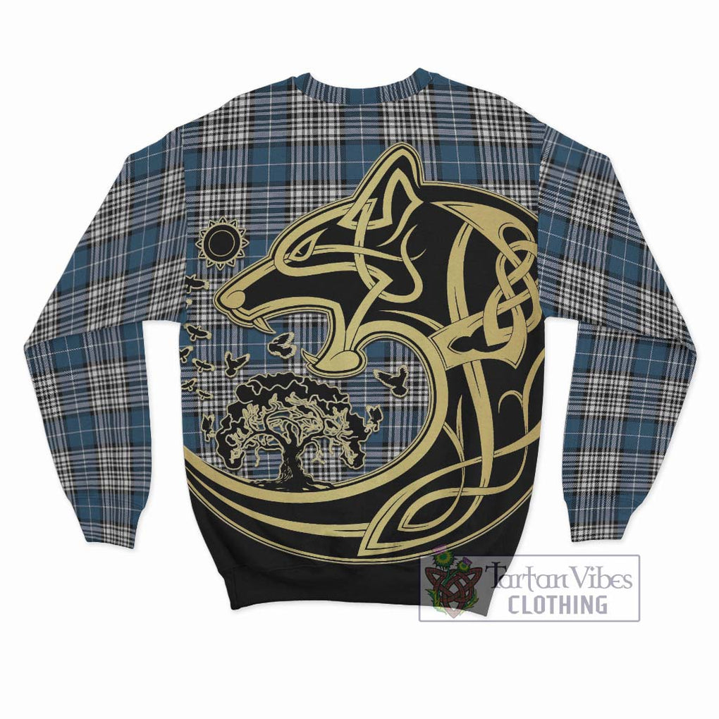 Napier Modern Tartan Sweatshirt with Family Crest Celtic Wolf Style - Tartan Vibes Clothing