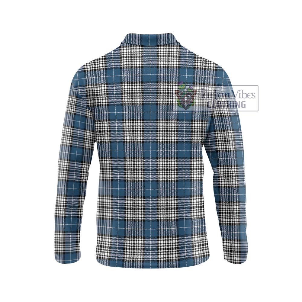 Napier Modern Tartan Long Sleeve Polo Shirt with Family Crest DNA In Me Style - Tartanvibesclothing Shop