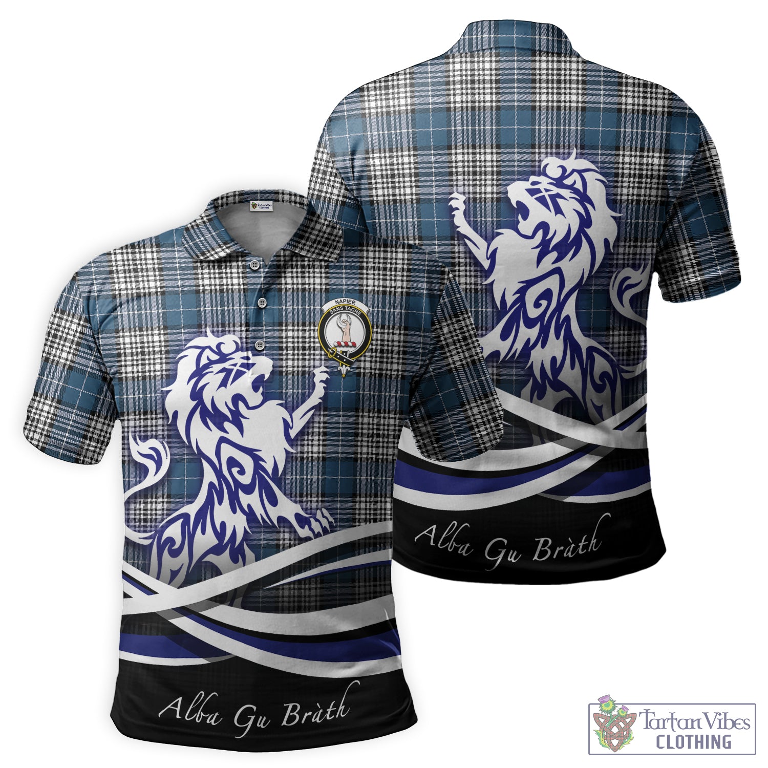 napier-modern-tartan-polo-shirt-with-alba-gu-brath-regal-lion-emblem