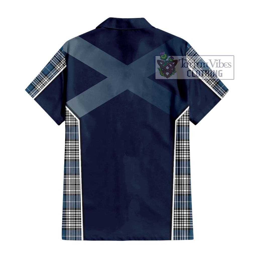 Napier Modern Tartan Short Sleeve Button Shirt with Family Crest and Lion Rampant Vibes Sport Style - Tartan Vibes Clothing