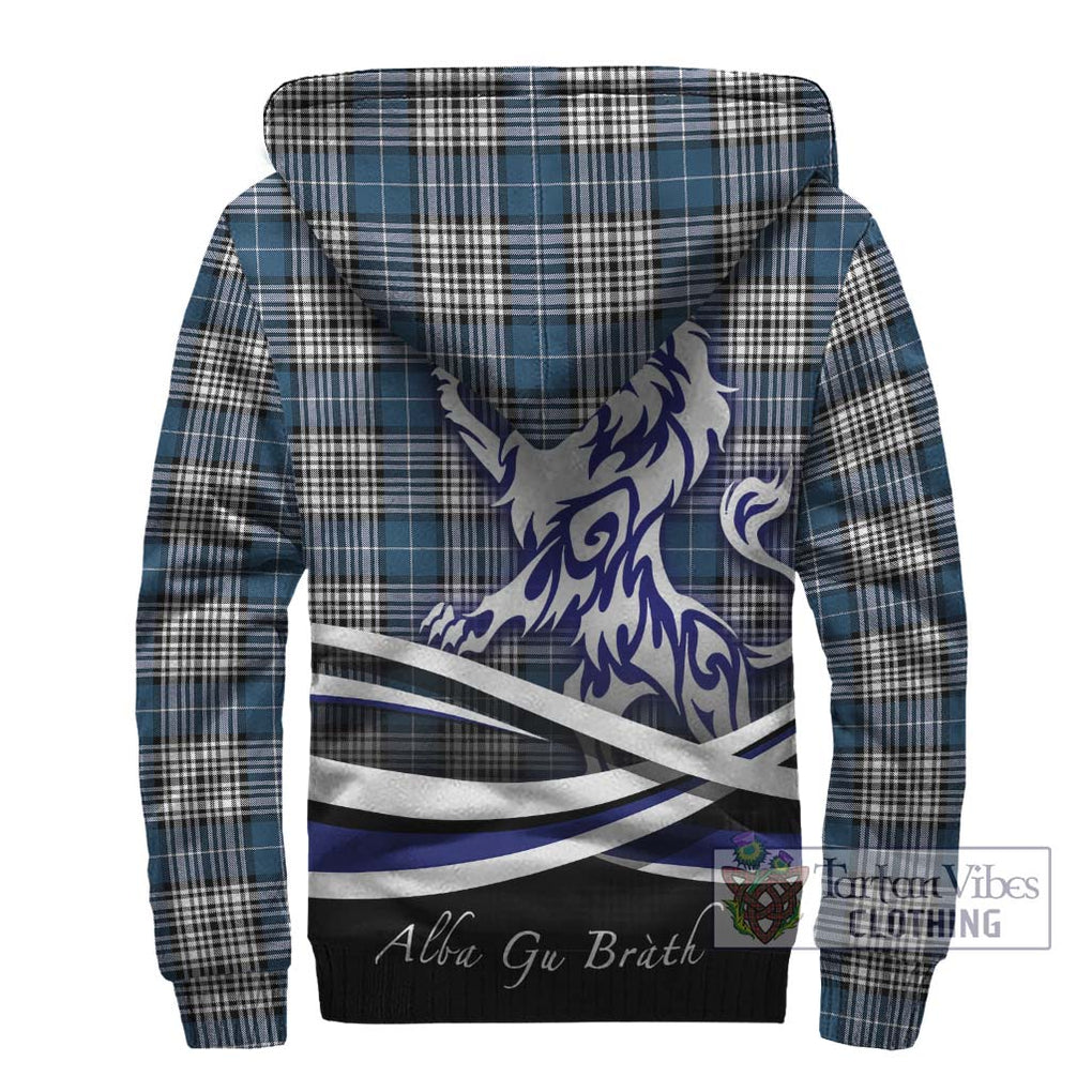 Napier Modern Tartan Sherpa Hoodie with Alba Gu Brath Regal Lion Emblem - Tartanvibesclothing Shop