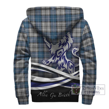 Napier Modern Tartan Sherpa Hoodie with Alba Gu Brath Regal Lion Emblem