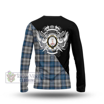 Napier Modern Tartan Long Sleeve T-Shirt with Family Crest and Military Logo Style