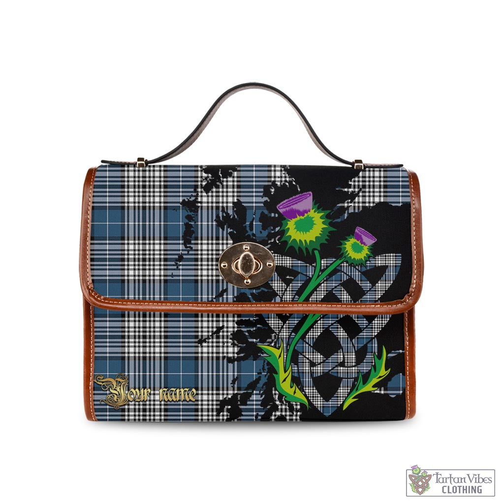 Tartan Vibes Clothing Napier Modern Tartan Waterproof Canvas Bag with Scotland Map and Thistle Celtic Accents