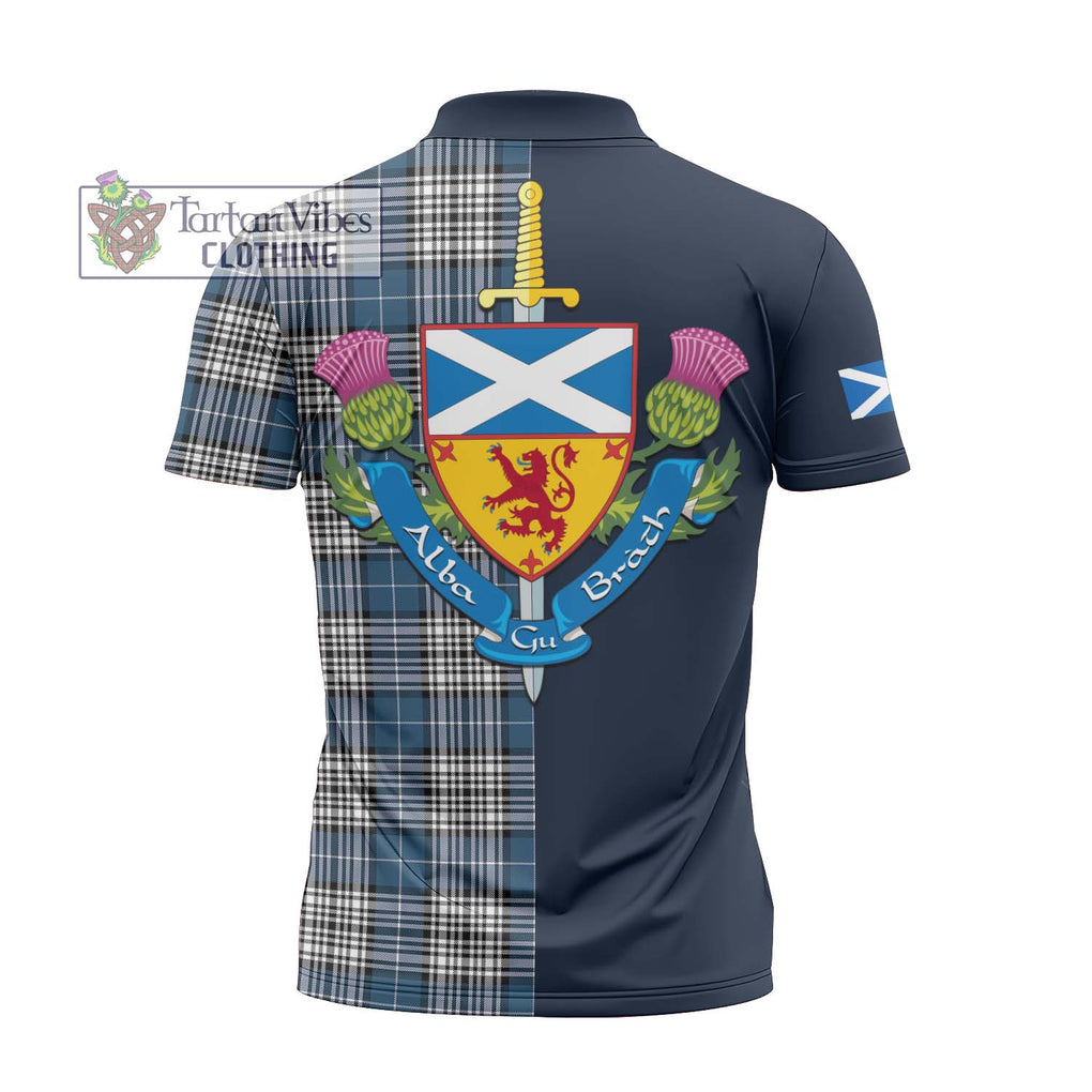 Tartan Vibes Clothing Napier Modern Tartan Zipper Polo Shirt with Scottish Lion Royal Arm Half Style