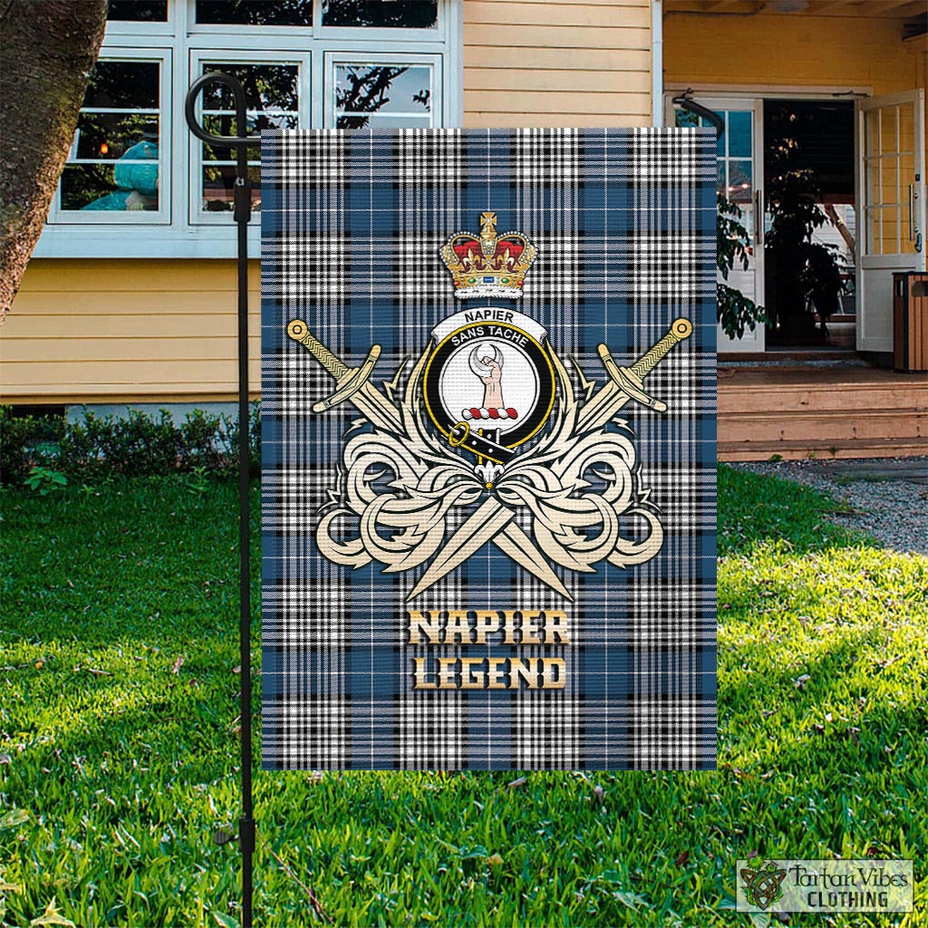 Tartan Vibes Clothing Napier Modern Tartan Flag with Clan Crest and the Golden Sword of Courageous Legacy