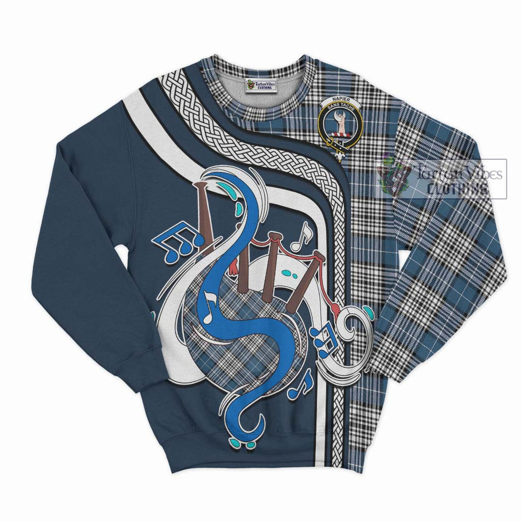 Tartan Vibes Clothing Napier Modern Tartan Sweatshirt with Epic Bagpipe Style