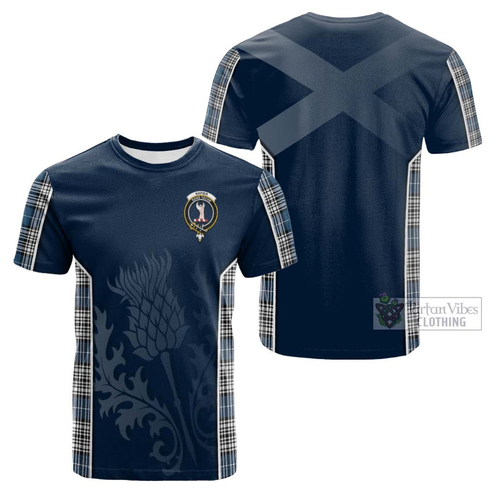 Tartan Vibes Clothing Napier Modern Tartan Cotton T-shirt with Family Crest and Scottish Thistle Vibes Sport Style