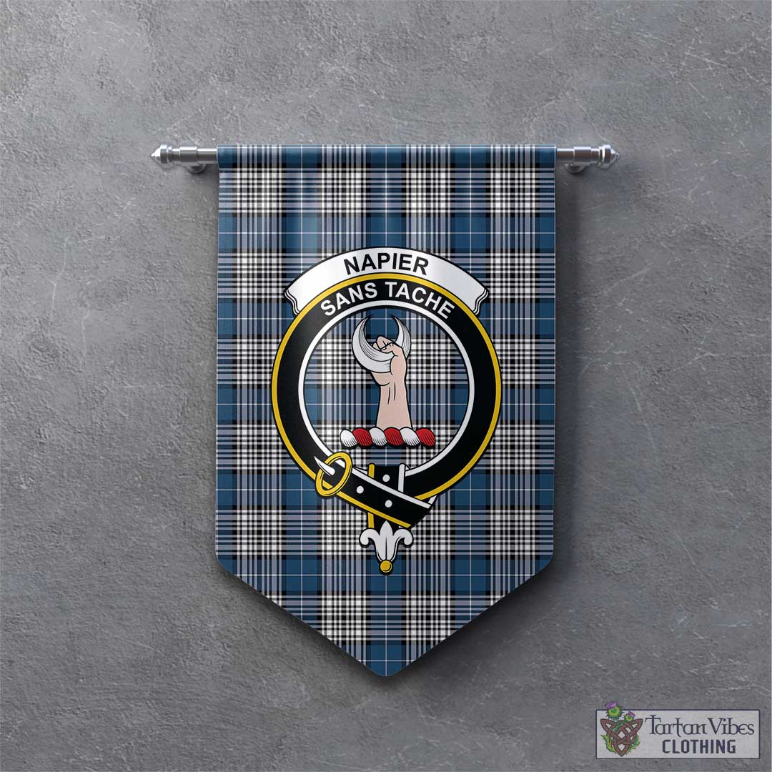 Tartan Vibes Clothing Napier Modern Tartan Gonfalon, Tartan Banner with Family Crest