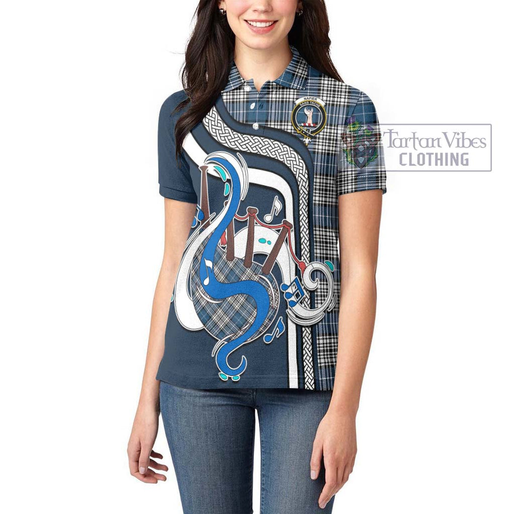 Napier Modern Tartan Women's Polo Shirt with Epic Bagpipe Style - Tartanvibesclothing Shop