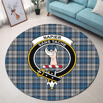 Napier Modern Tartan Round Rug with Family Crest