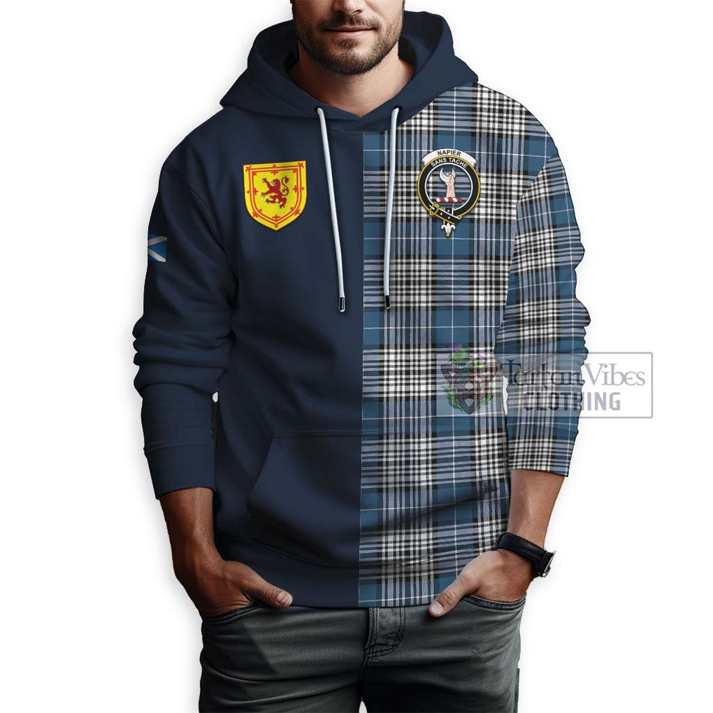 Tartan Vibes Clothing Napier Modern Tartan Hoodie with Scottish Lion Royal Arm Half Style