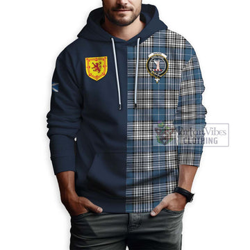 Napier Modern Tartan Hoodie Alba with Scottish Lion Royal Arm Half Style