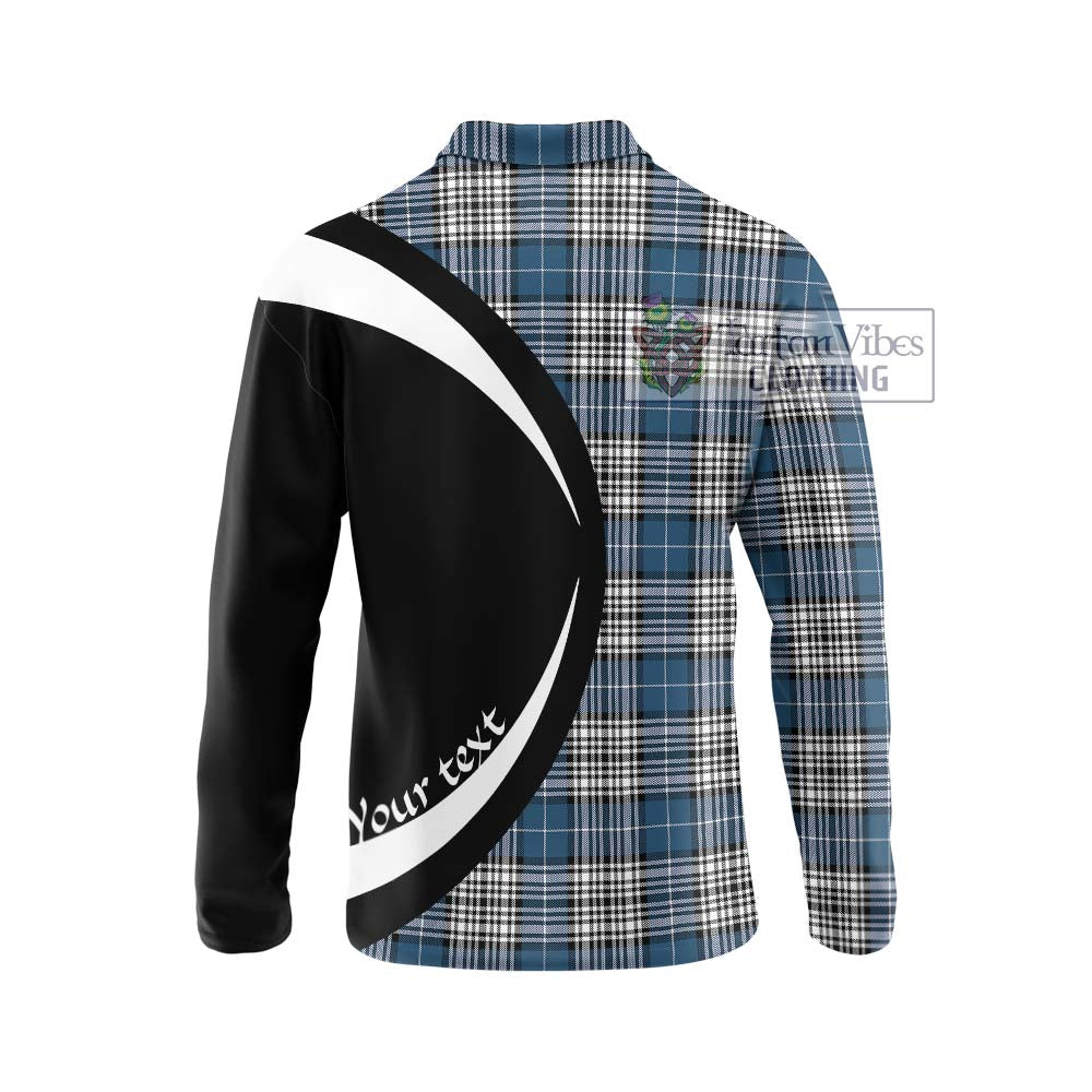 Napier Modern Tartan Long Sleeve Polo Shirt with Family Crest Circle Style - Tartan Vibes Clothing