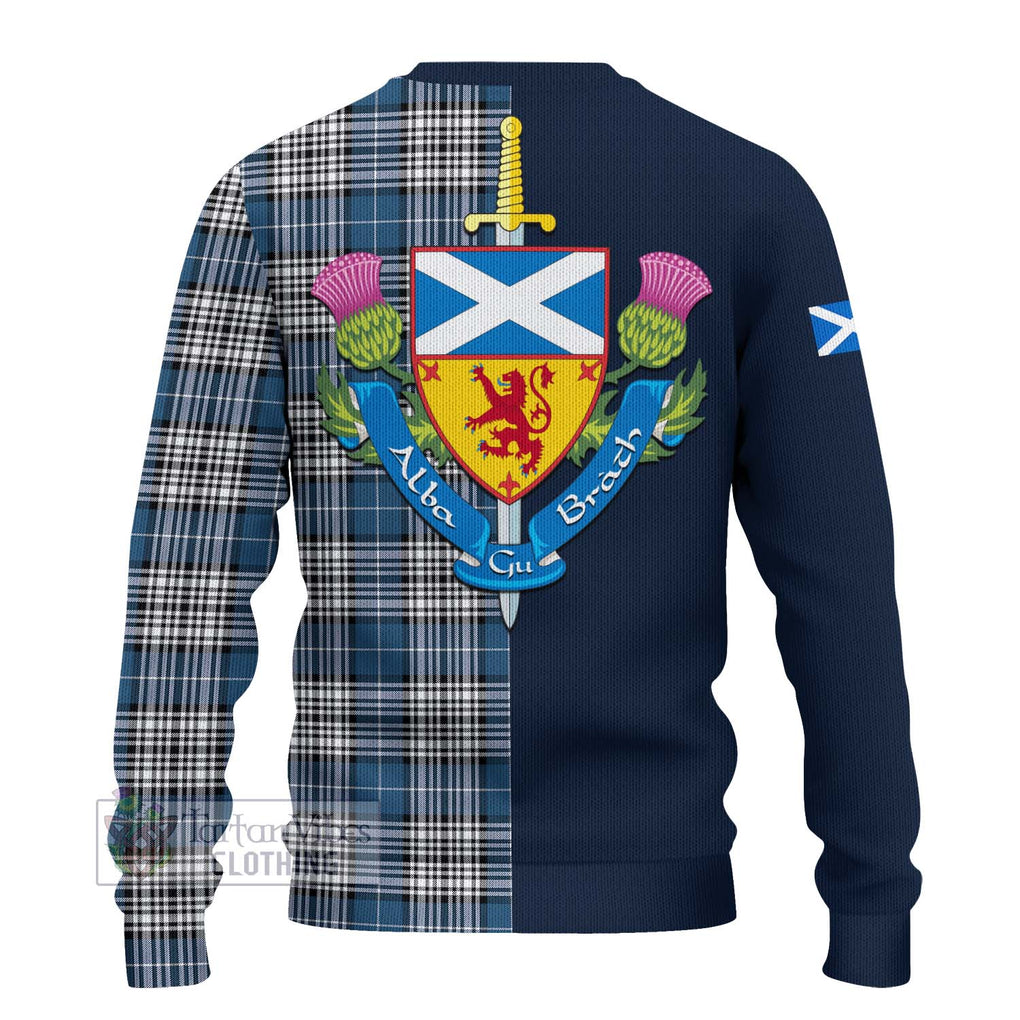 Tartan Vibes Clothing Napier Modern Tartan Knitted Sweater with Scottish Lion Royal Arm Half Style