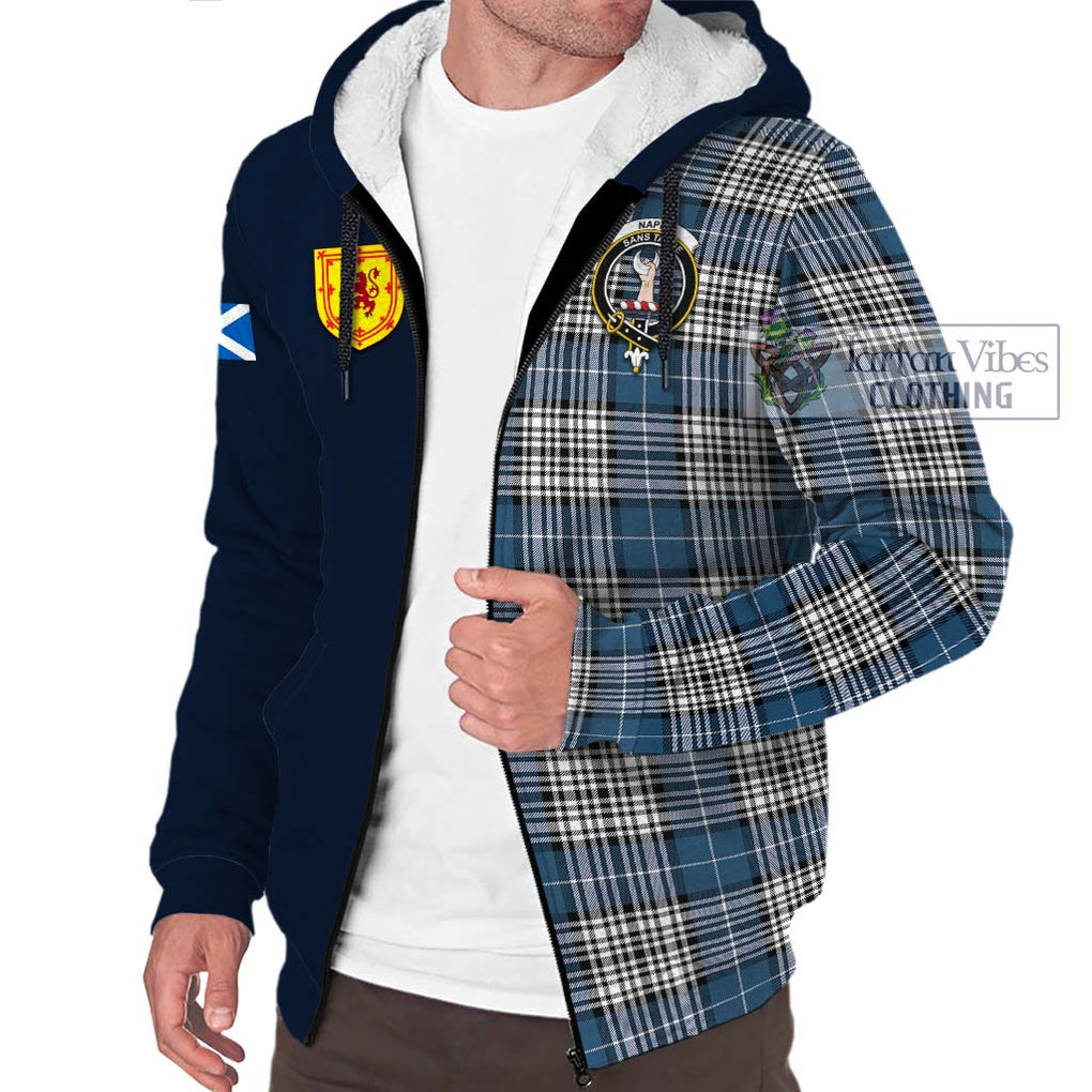 Tartan Vibes Clothing Napier Modern Tartan Sherpa Hoodie with Scottish Lion Royal Arm Half Style