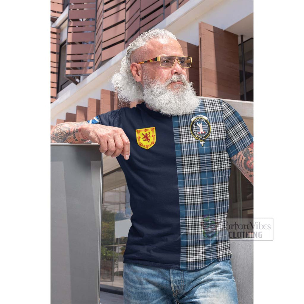 Tartan Vibes Clothing Napier Modern Tartan Cotton T-shirt with Scottish Lion Royal Arm Half Style