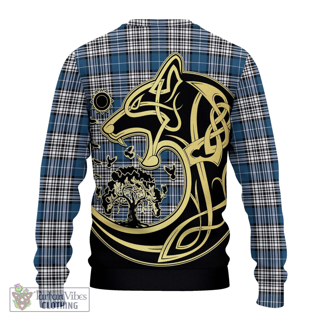 Napier Modern Tartan Knitted Sweater with Family Crest Celtic Wolf Style - Tartan Vibes Clothing