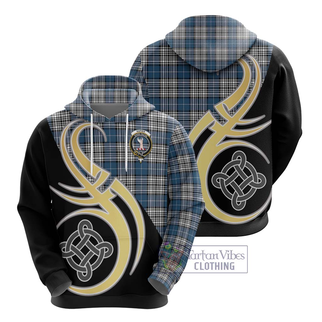 Napier Modern Tartan Hoodie with Family Crest and Celtic Symbol Style - Tartan Vibes Clothing