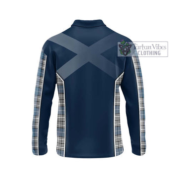 Napier Modern Tartan Long Sleeve Polo Shirt with Family Crest and Lion Rampant Vibes Sport Style