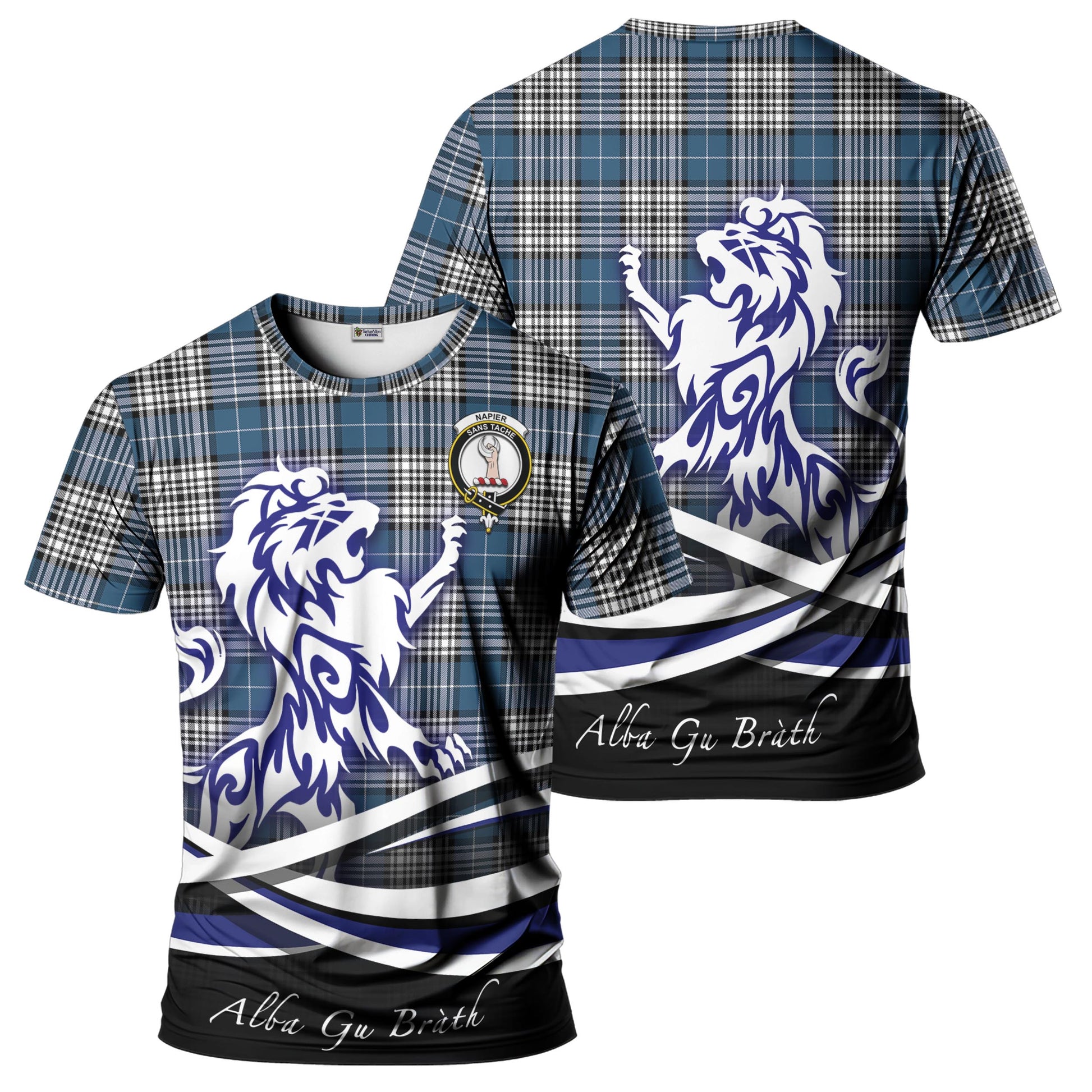 napier-modern-tartan-t-shirt-with-alba-gu-brath-regal-lion-emblem