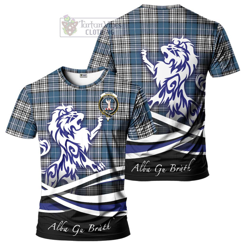 Tartan Vibes Clothing Napier Modern Tartan Cotton T-shirt with Alba Gu Brath Regal Lion Emblem