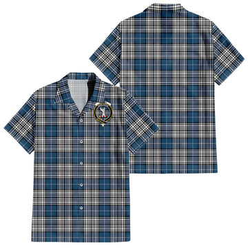 Napier Modern Tartan Short Sleeve Button Down Shirt with Family Crest