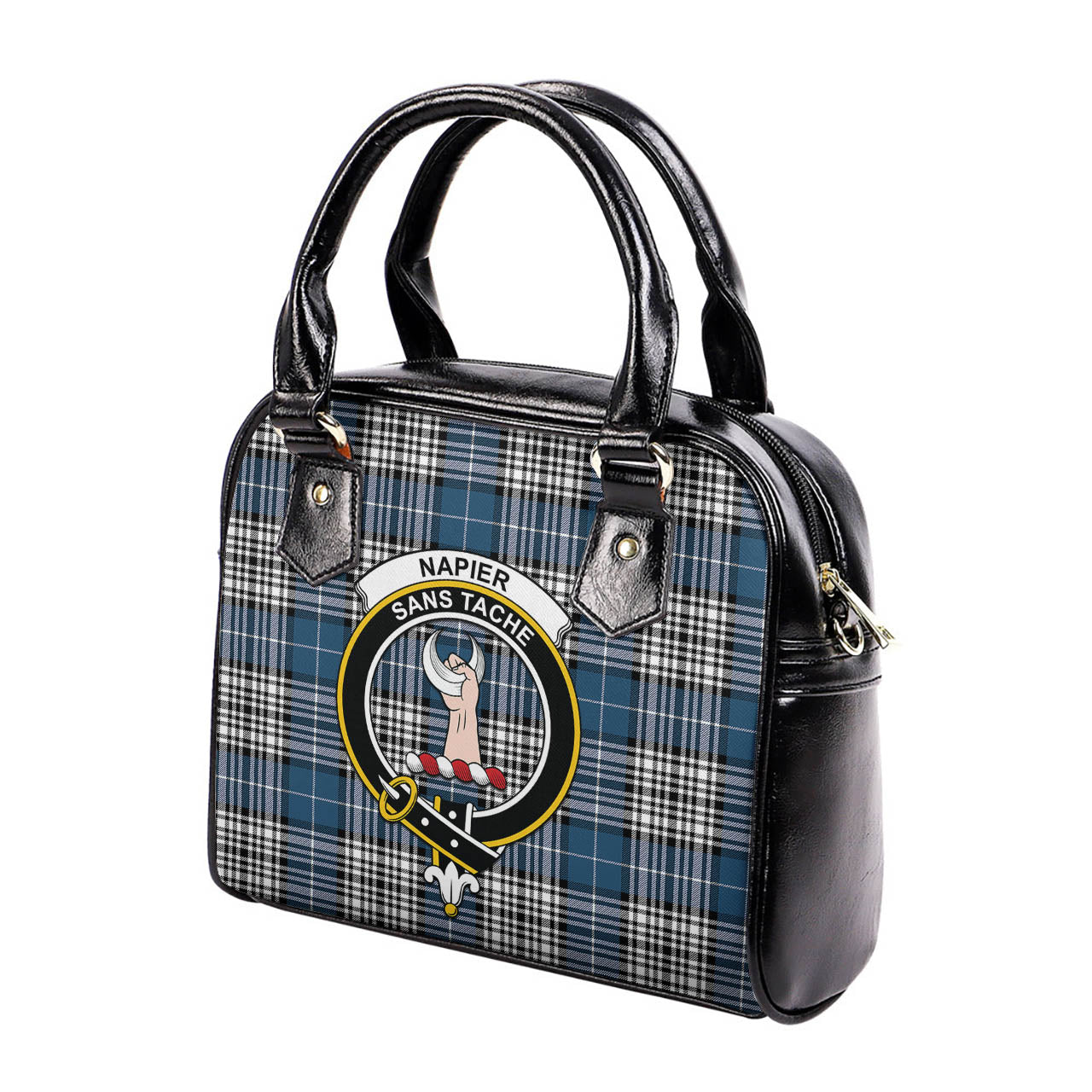 Napier Modern Tartan Shoulder Handbags with Family Crest - Tartanvibesclothing
