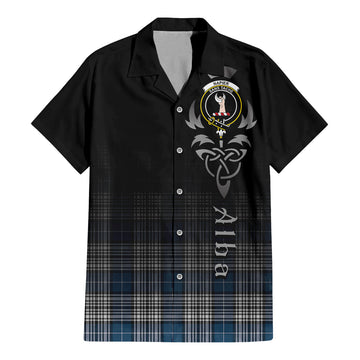 Napier Modern Tartan Short Sleeve Button Up Featuring Alba Gu Brath Family Crest Celtic Inspired