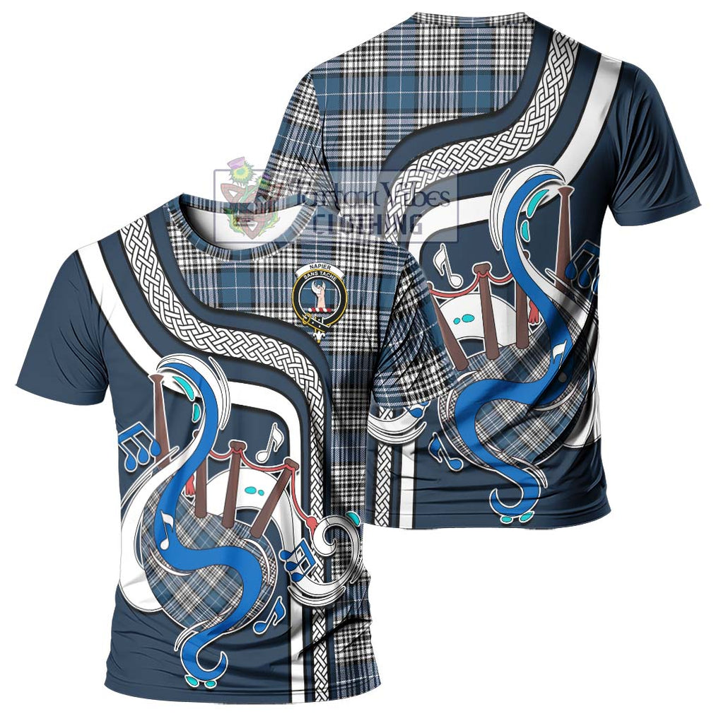 Napier Modern Tartan T-Shirt with Epic Bagpipe Style - Tartanvibesclothing Shop