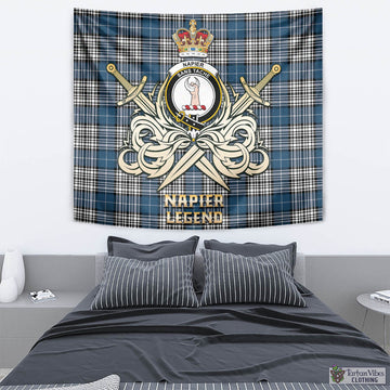 Napier Modern Tartan Tapestry with Clan Crest and the Golden Sword of Courageous Legacy