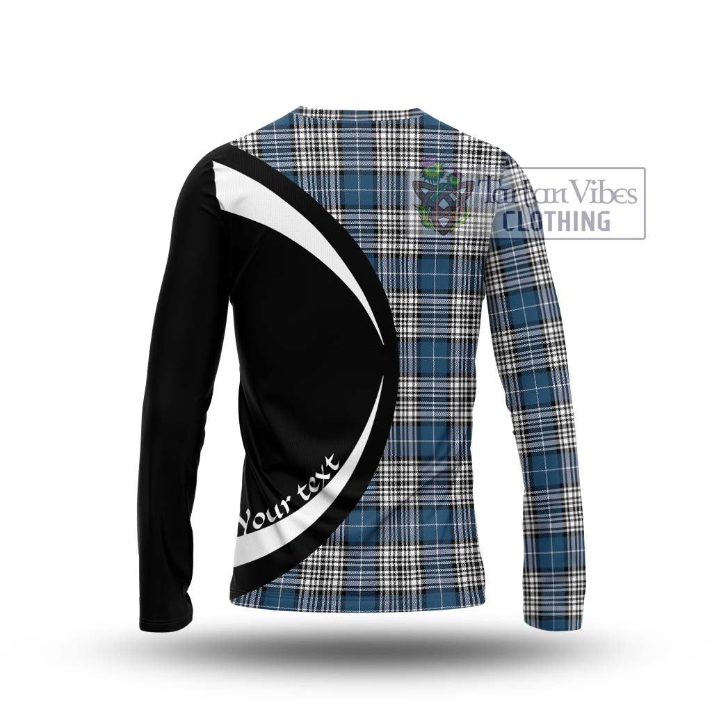 Napier Modern Tartan Long Sleeve T-Shirt with Family Crest Circle Style - Tartan Vibes Clothing