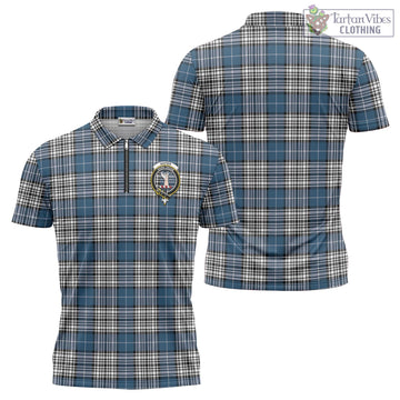 Napier Modern Tartan Zipper Polo Shirt with Family Crest