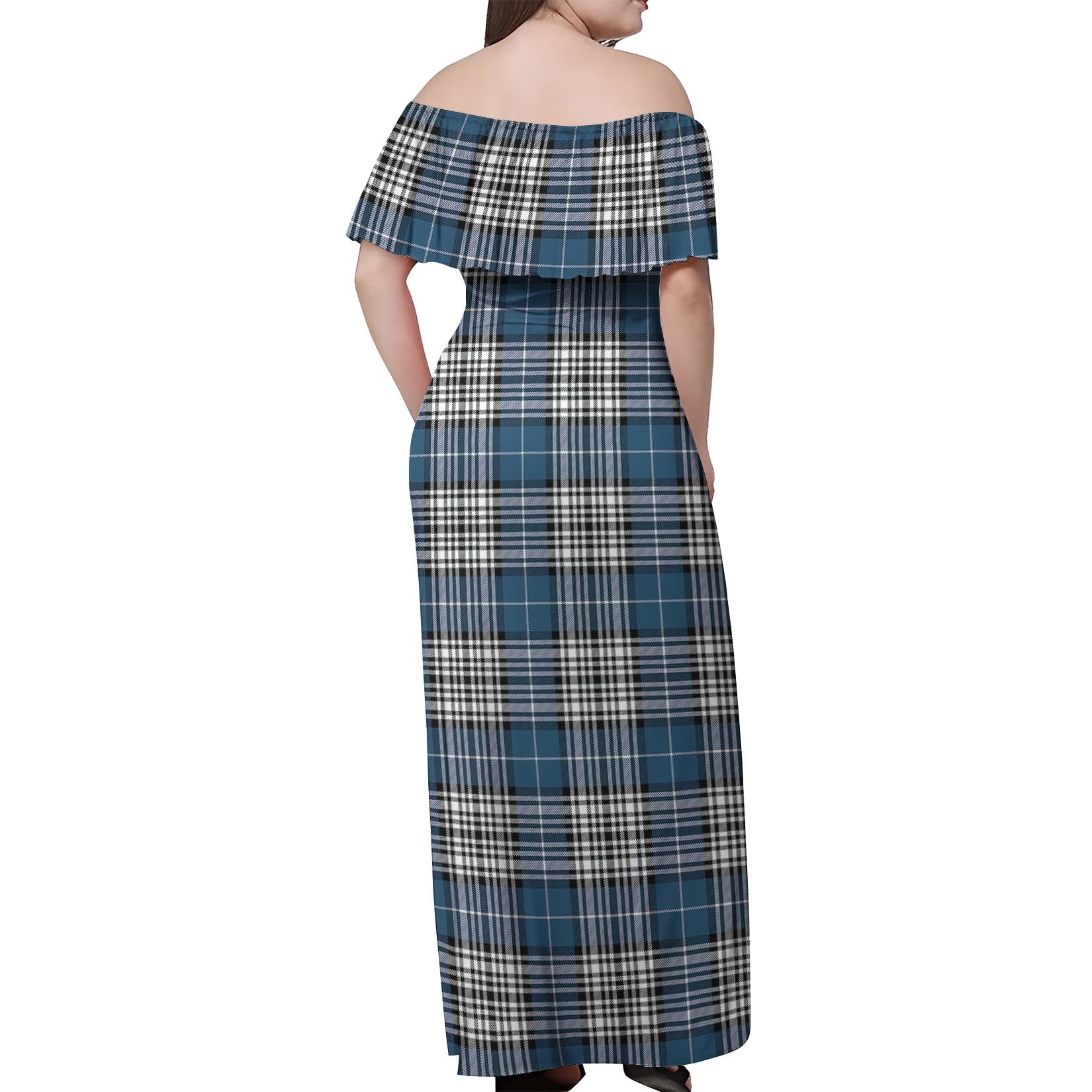 Napier Modern Tartan Off Shoulder Long Dress - Tartanvibesclothing