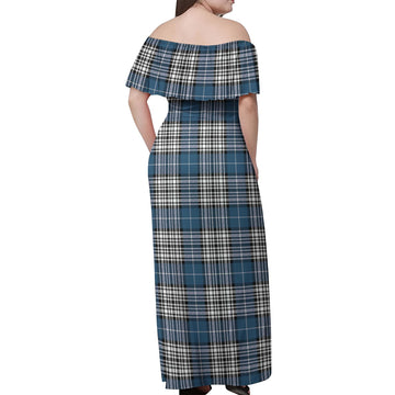 Napier Modern Tartan Off Shoulder Long Dress