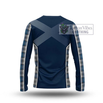 Napier Modern Tartan Long Sleeve T-Shirt with Family Crest and Lion Rampant Vibes Sport Style