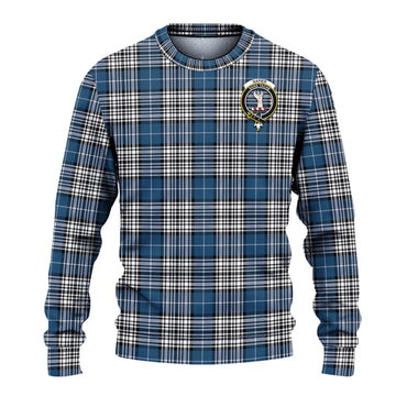 Napier Modern Tartan Knitted Sweater with Family Crest