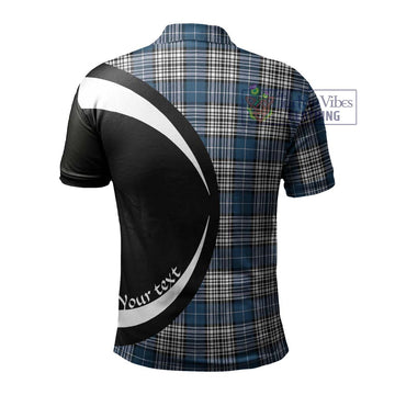Napier Modern Tartan Men's Polo Shirt with Family Crest Circle Style