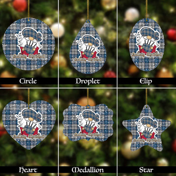 Napier Modern Tartan Christmas Ornaments with Scottish Gnome Playing Bagpipes