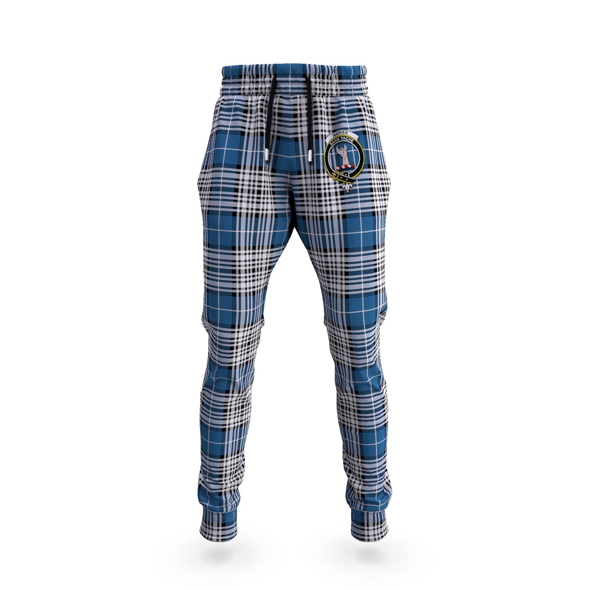 Napier Modern Tartan Joggers Pants with Family Crest - Tartanvibesclothing