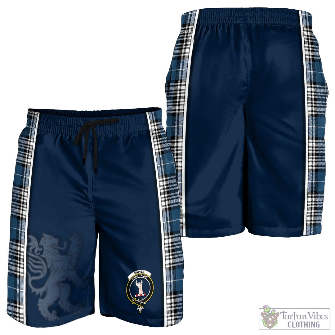 Tartan Vibes Clothing Napier Modern Tartan Men's Shorts with Family Crest and Lion Rampant Vibes Sport Style