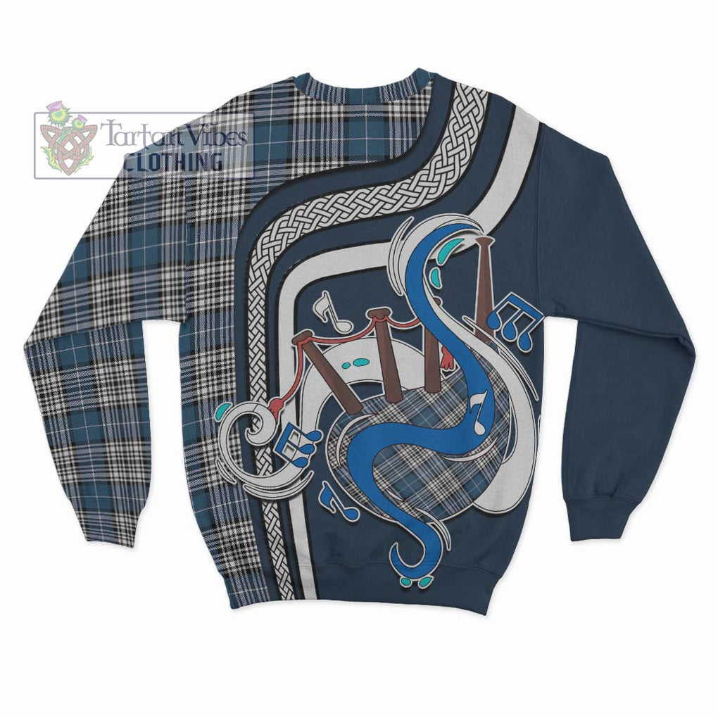 Tartan Vibes Clothing Napier Modern Tartan Sweatshirt with Epic Bagpipe Style