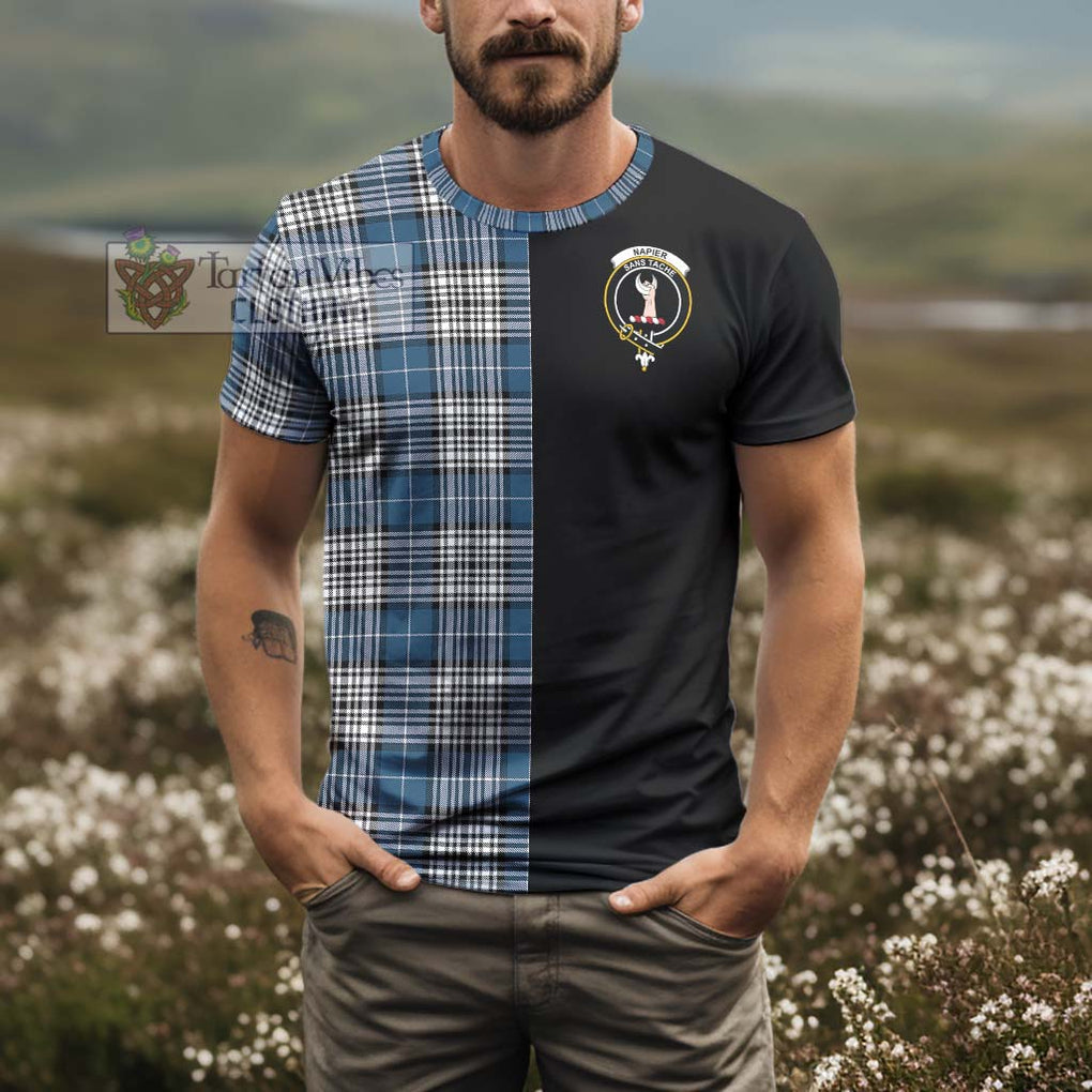 Napier Modern Tartan T-Shirt with Family Crest and Half Of Me Style - Tartanvibesclothing Shop