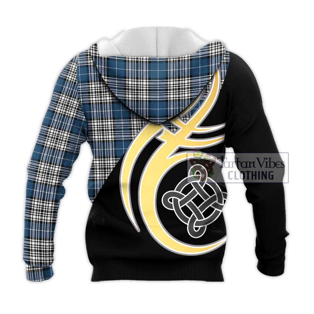 Tartan Vibes Clothing Napier Modern Tartan Knitted Hoodie with Family Crest and Celtic Symbol Style